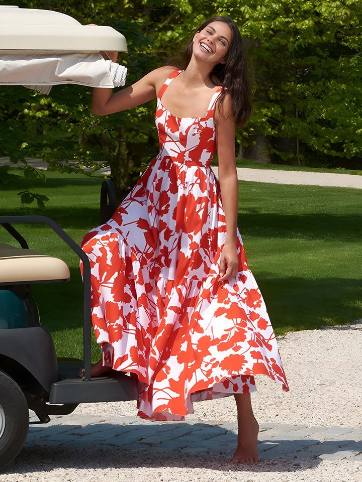 Yaz Çiçek Desenli Uzun Atlet Elbise