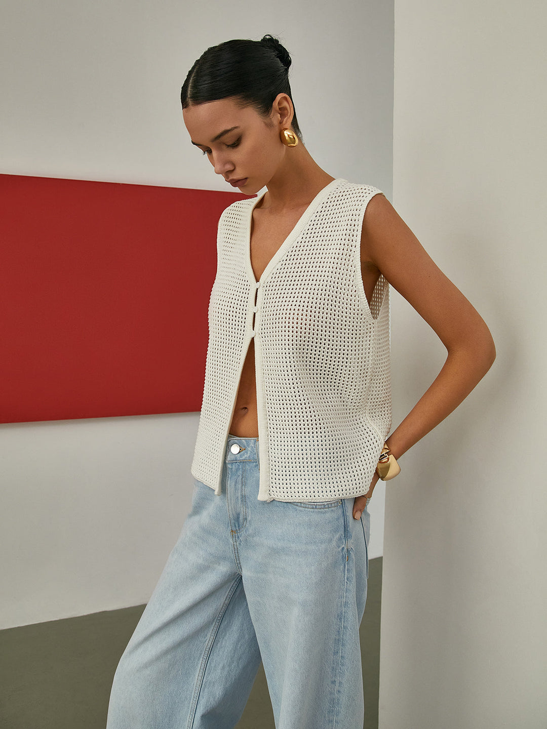 Boş Kolsuz Örgü Hırka