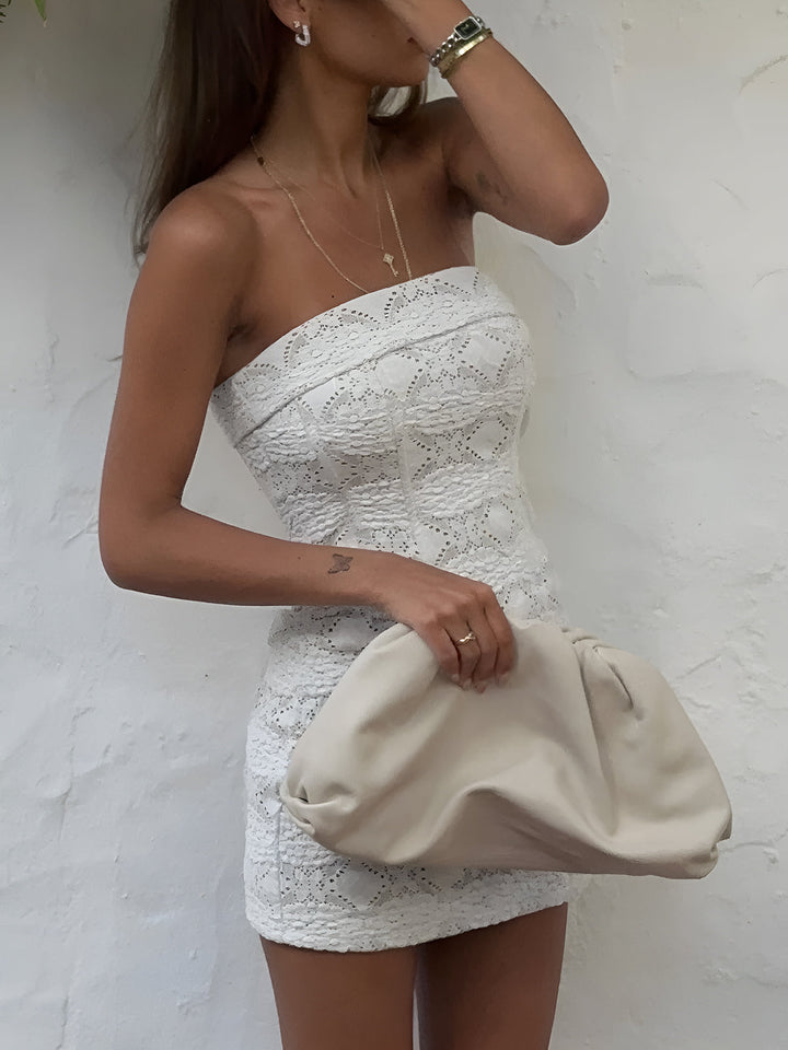 Yarı Şeffaf Dantel Tüp Kısa Elbise