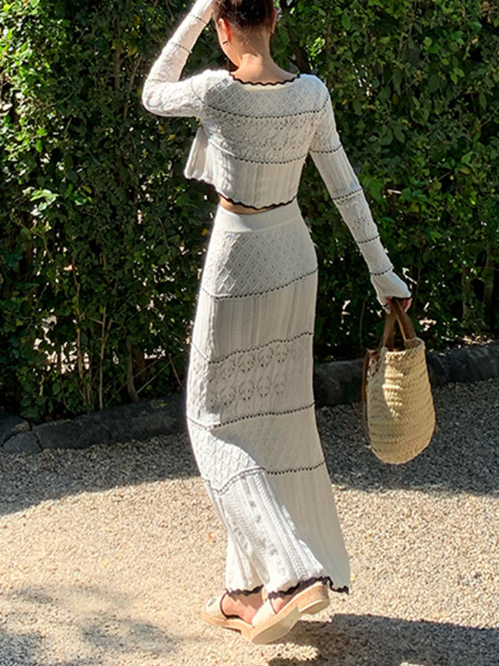 Kontrast Bağlamalı Örgü Hırka