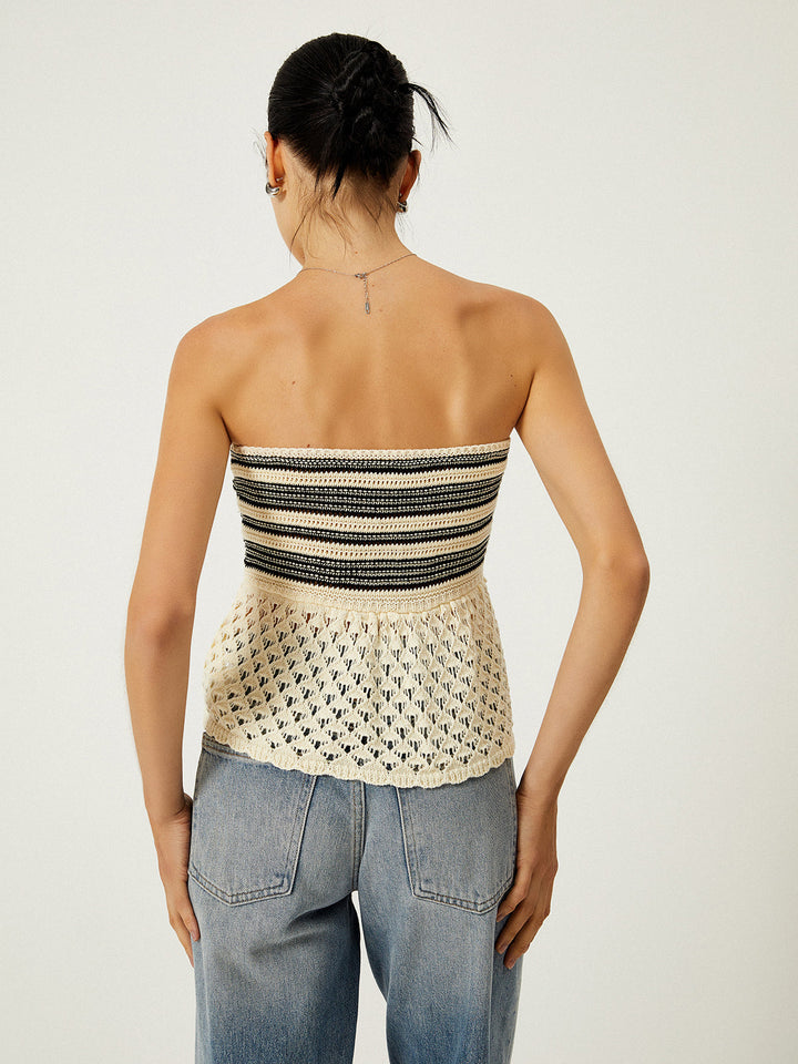 Omuz Açık Tığ Örgü Üst