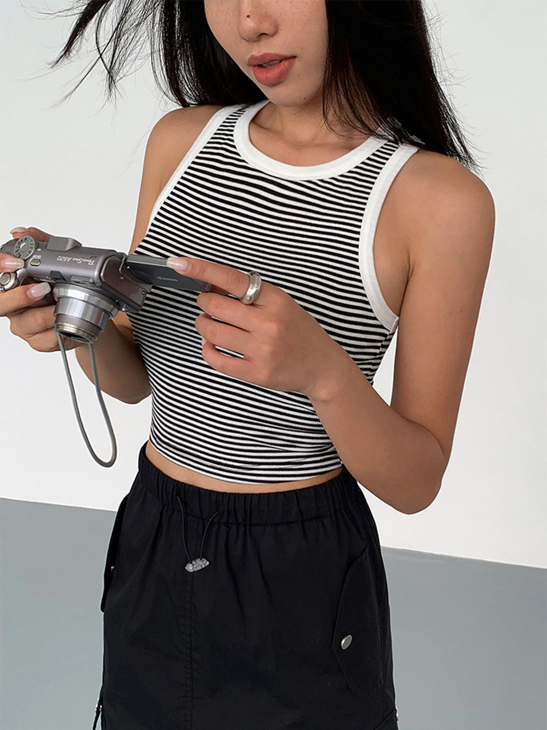 Çizgili Yuvarlak Yakalı Atlet