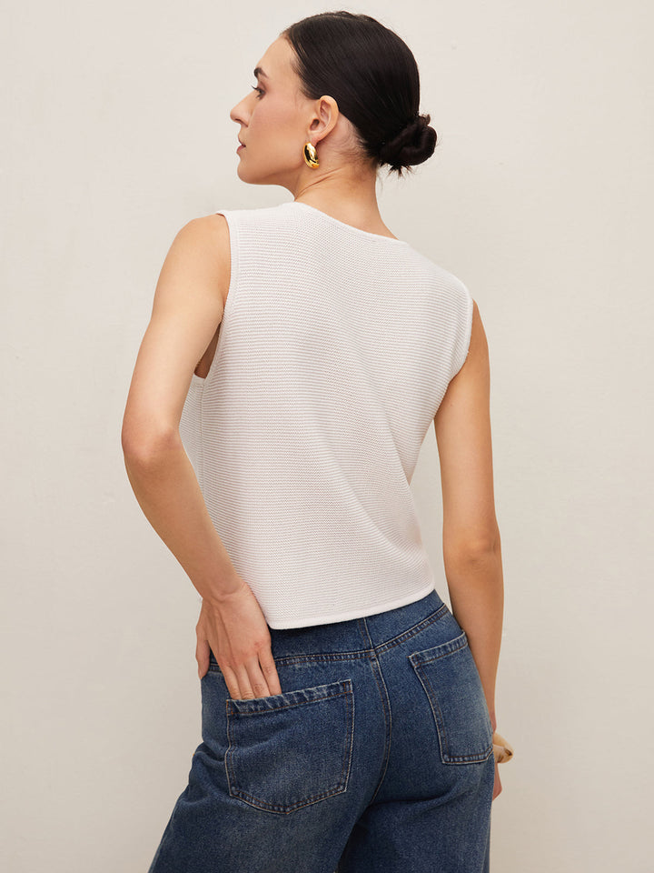 Düz Tığ İşi Bölünmüş Yelek