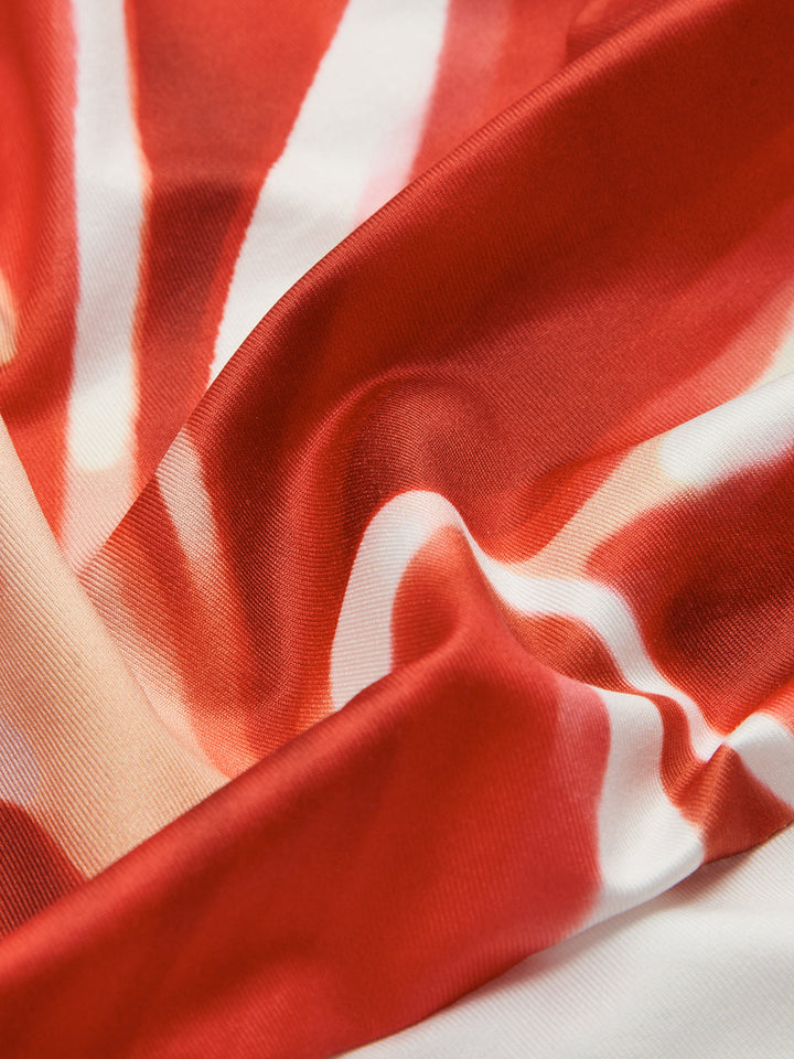 Çiçek Desenli Kolsuz Uzun Bölünmüş Elbise