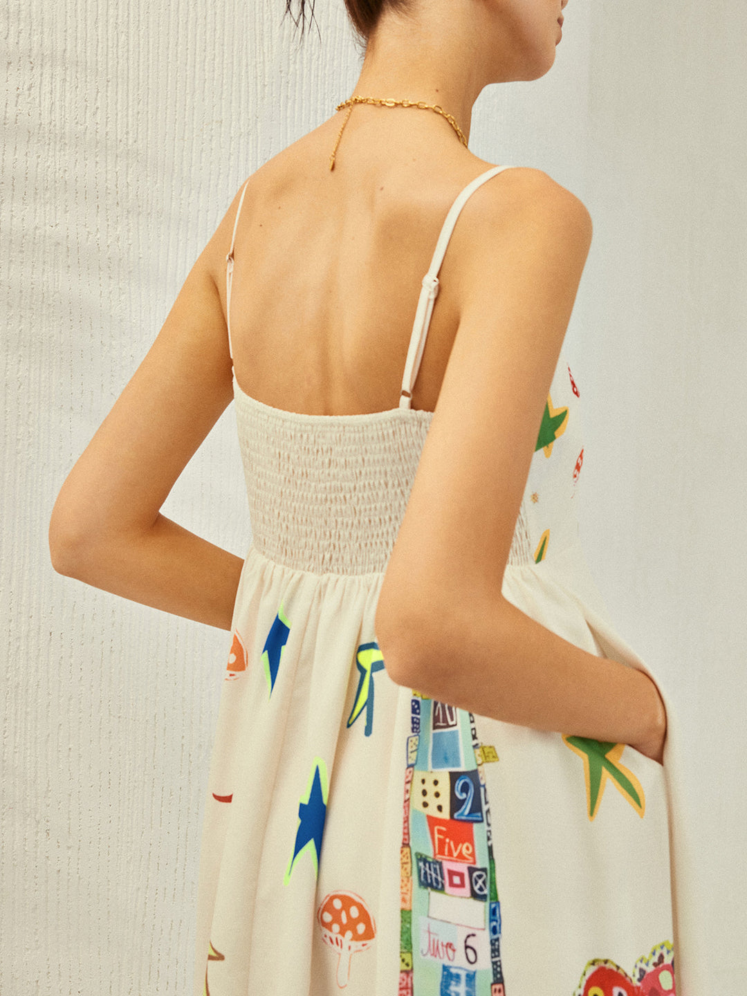 Cepli Ayarlanabilir Askılı Baskılı Elbise