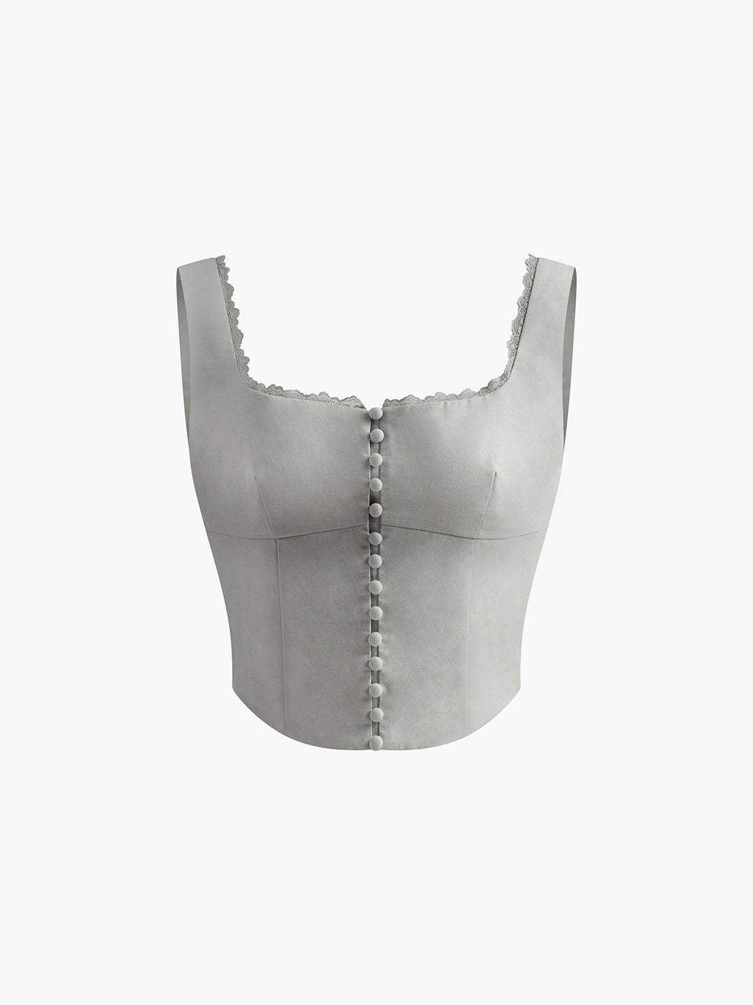 Dantel Kenarlı Düğmeli Askılı Üst