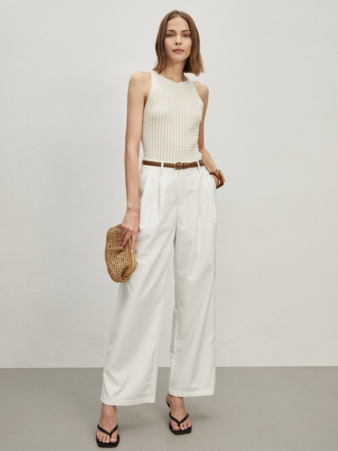 Düz Yuvarlak Yaka Kazak Yelek