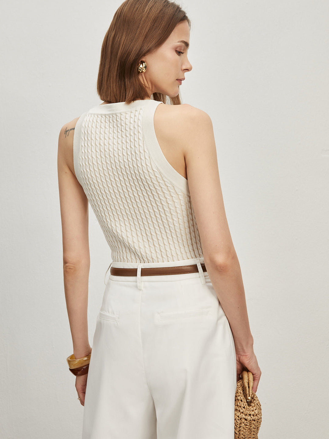 Düz Yuvarlak Yaka Kazak Yelek