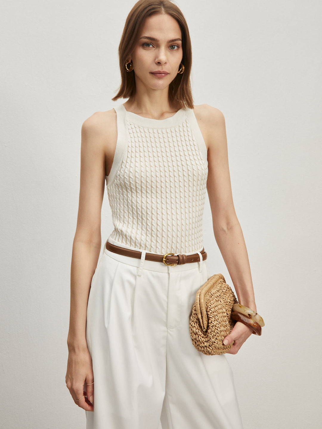 Düz Yuvarlak Yaka Kazak Yelek