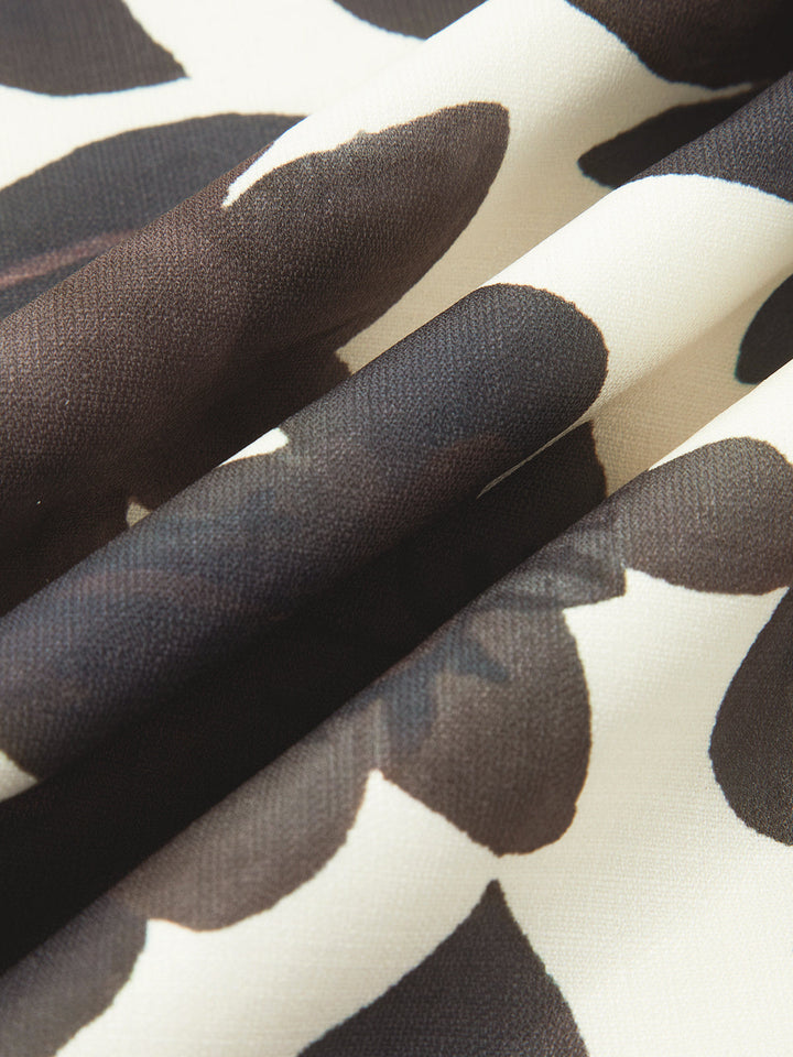 Sırtı Açık Desenli Fermuarlı Elbise