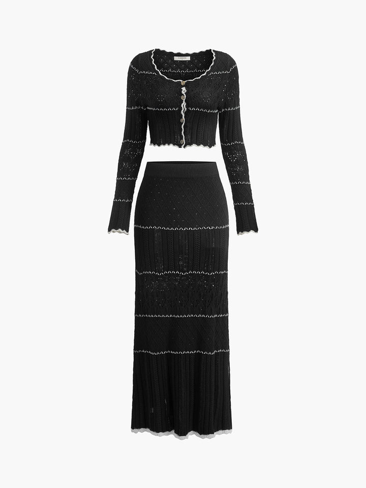 Kontrast Bağlamalı Örgü Hırka