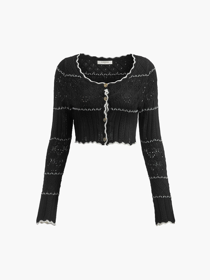 Kontrast Bağlamalı Örgü Hırka