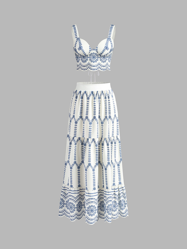 Baskılı Kolsuz Sırt Etek Takım