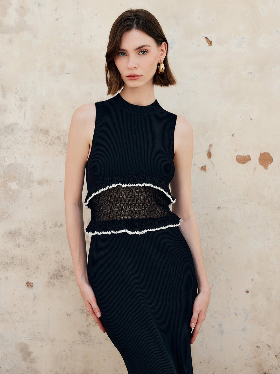 Şeffaf Ham Hem Kolsuz Kazak Elbise