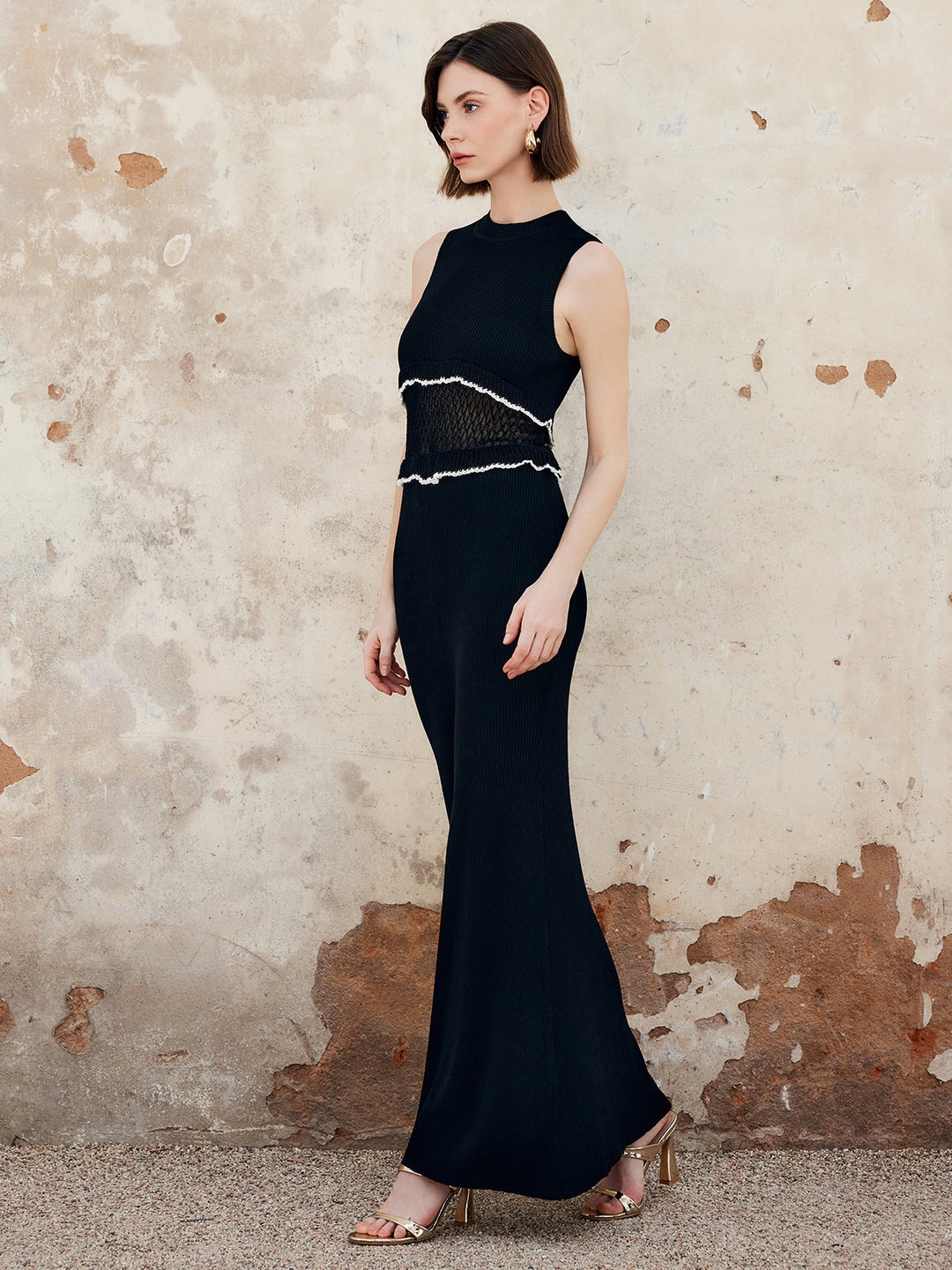 Şeffaf Ham Hem Kolsuz Kazak Elbise