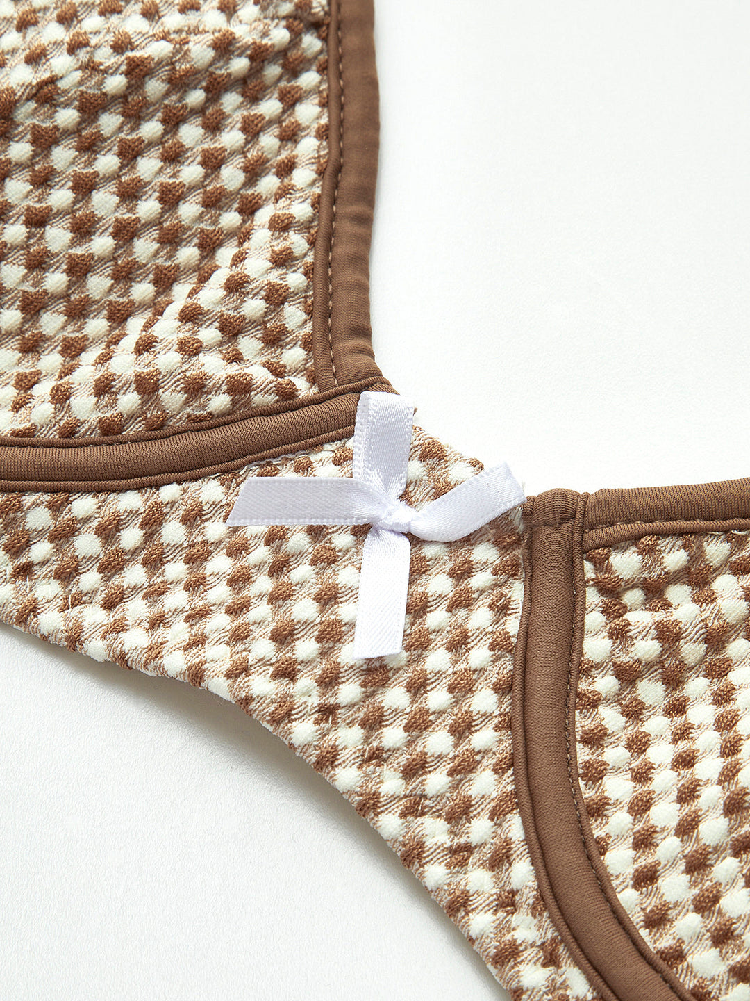 Kontrast Bağlamalı Ekose Bikini Takımı