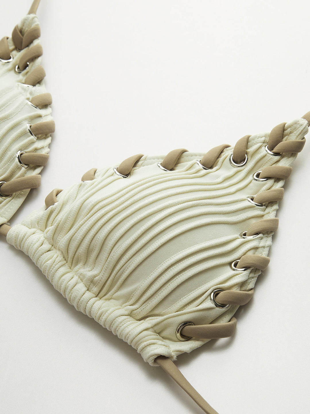 Grommet Bağcıklı Büzgülü Bikini Takımı