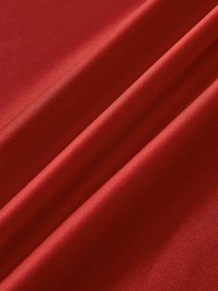 Pliseli Sırtı Açık Saten Tank Uzun Elbise