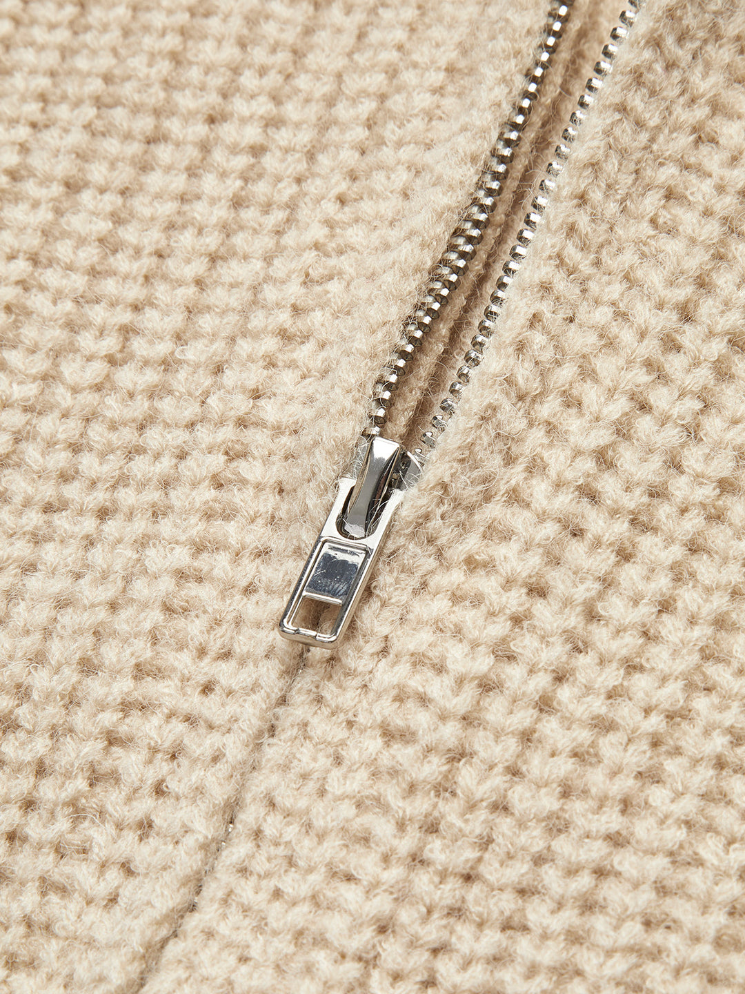 Ribanalı Fermuarlı Yaka Hırka