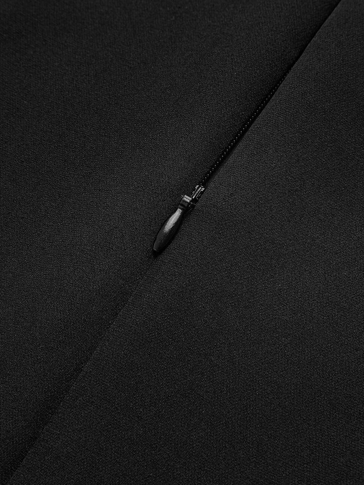 İki Renkli Kolsuz Pileli Kısa Elbise