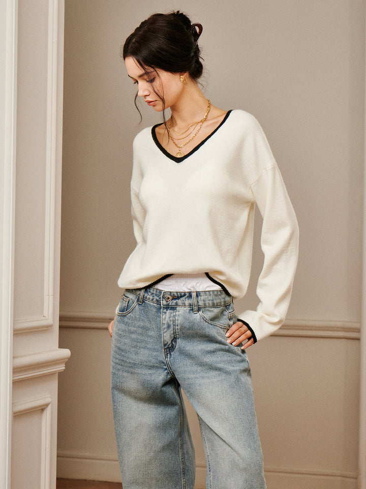 İşlemeli Kenar Drapeli Omuz Örgü Üst