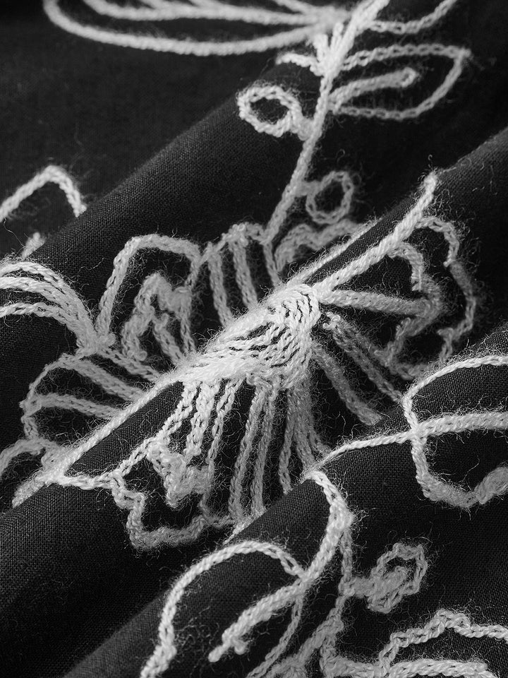 Vintage Saf Pamuk Jakarlı Elbise