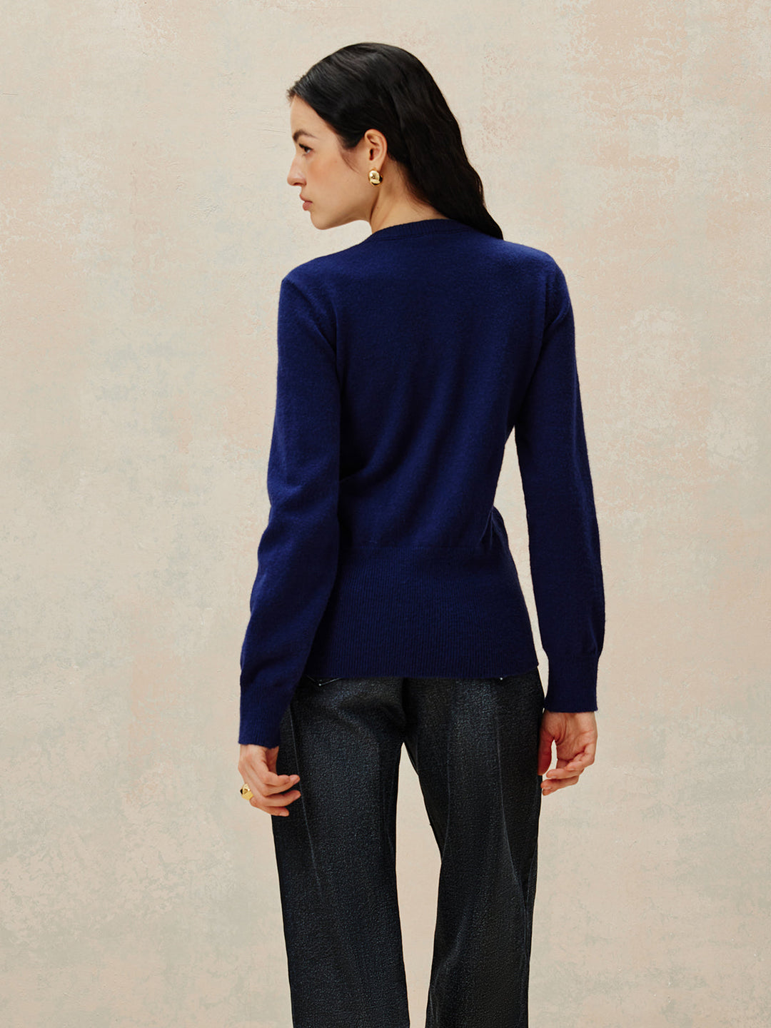 Yuvarlak Yaka Göğüslü Jersey Kardigan