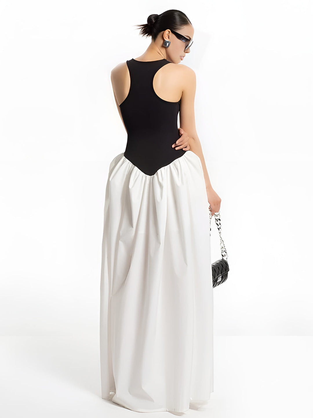 Yarı Şeffaf Renk Blok Panel Cepli Elbise