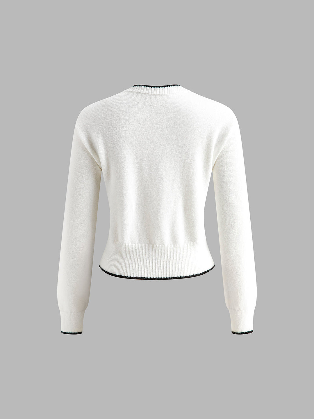 Kontrast Trim Fiyonk Dekor Örgü Dış Giyim