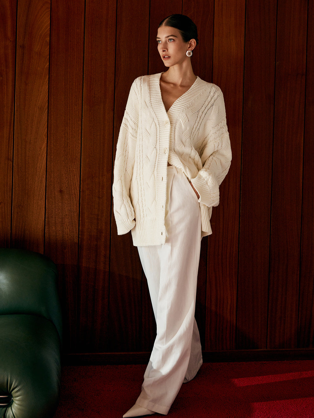 Büyük Boy Kablo Örgü Dış Giyim