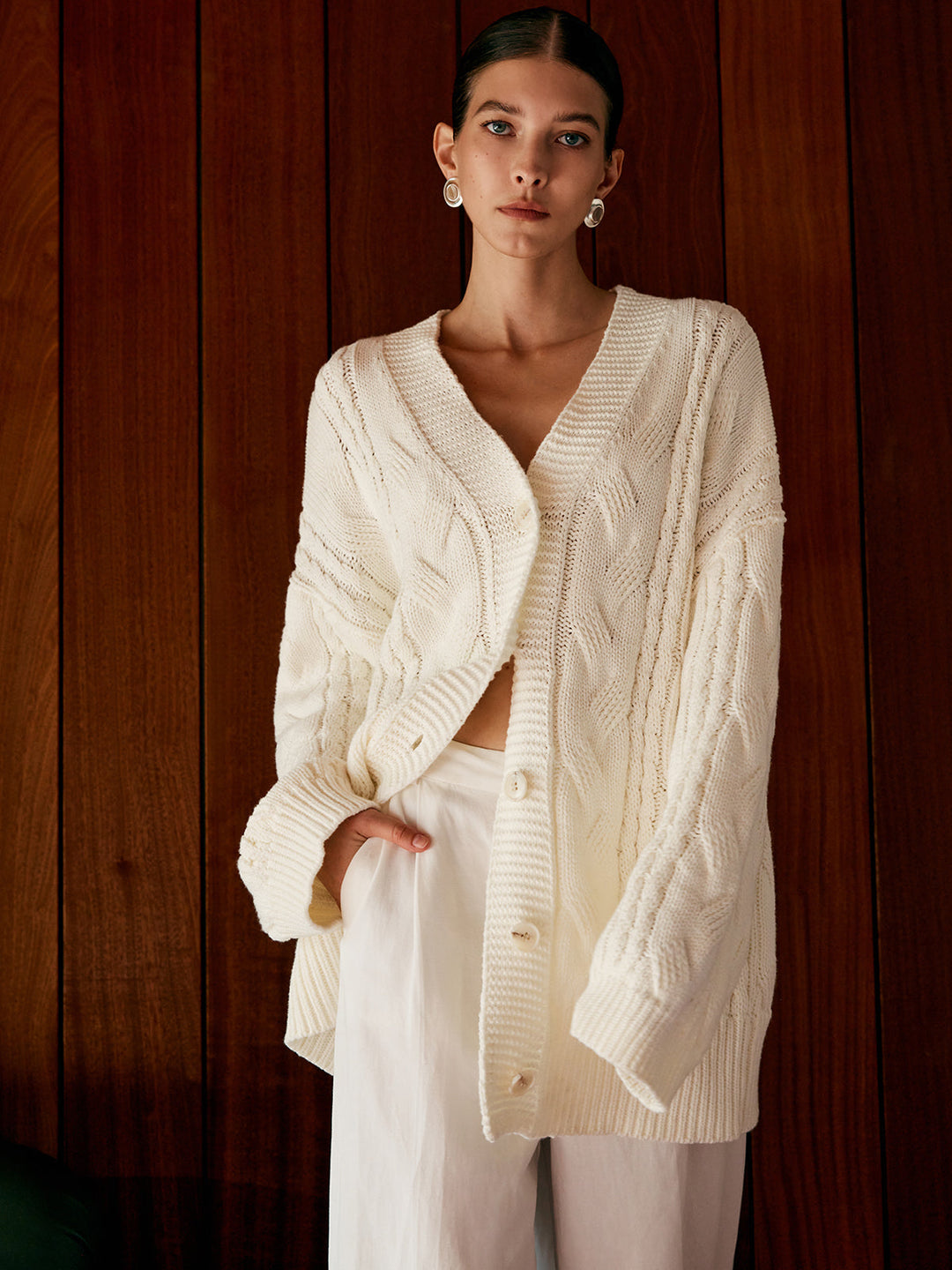 Büyük Boy Kablo Örgü Dış Giyim