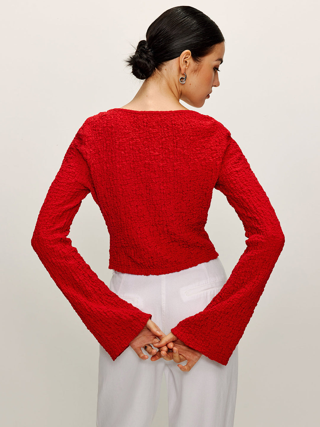 Pamuk Karışımlı Ön Bağcıklı Yumuşak Bluz