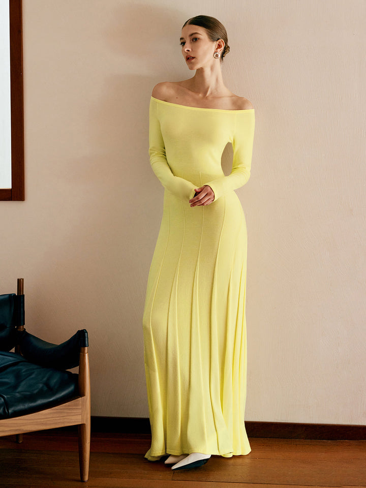 Omuz Açık Pileli Kazak Elbise