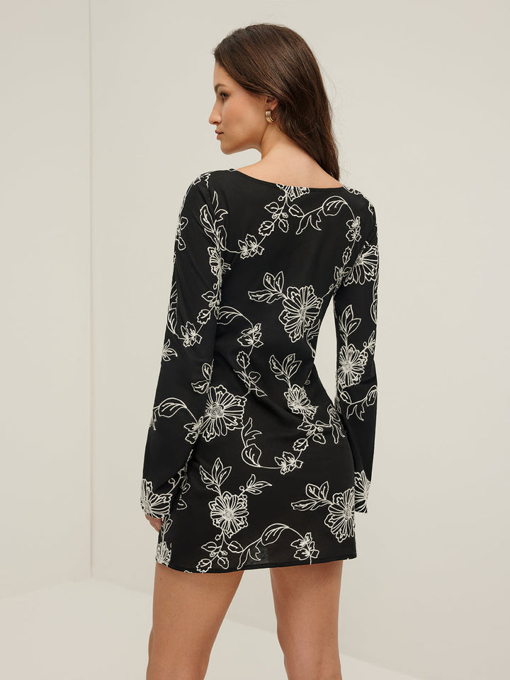 Vintage Saf Pamuk Jakarlı Elbise