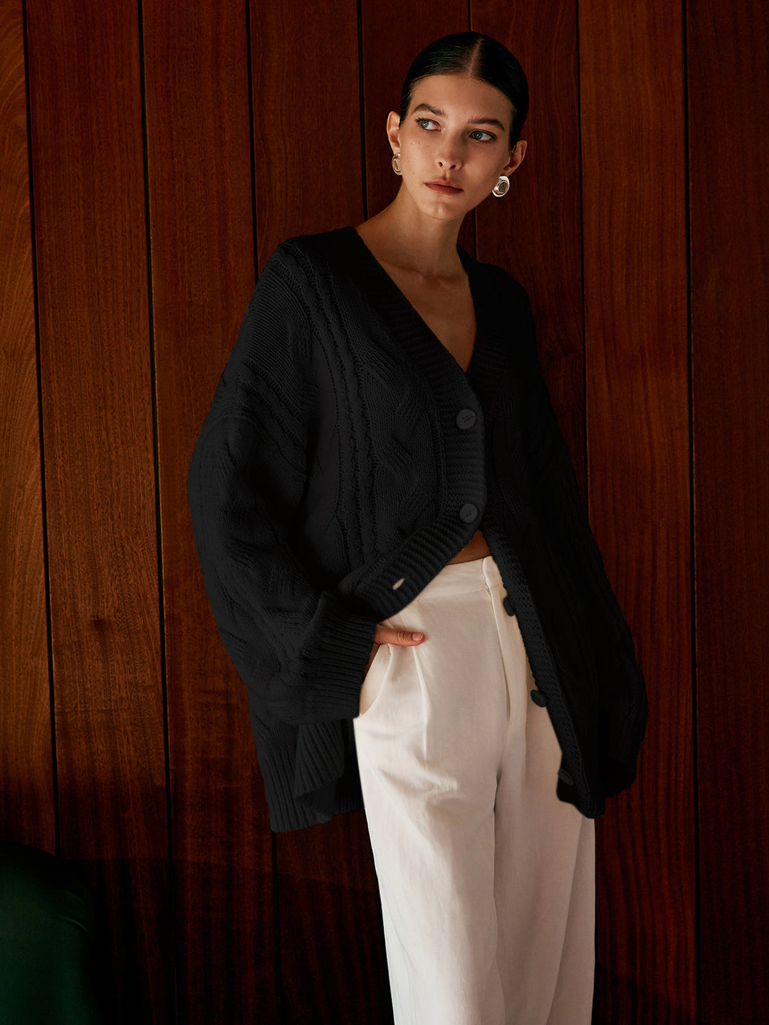 Büyük Boy Kablo Örgü Dış Giyim