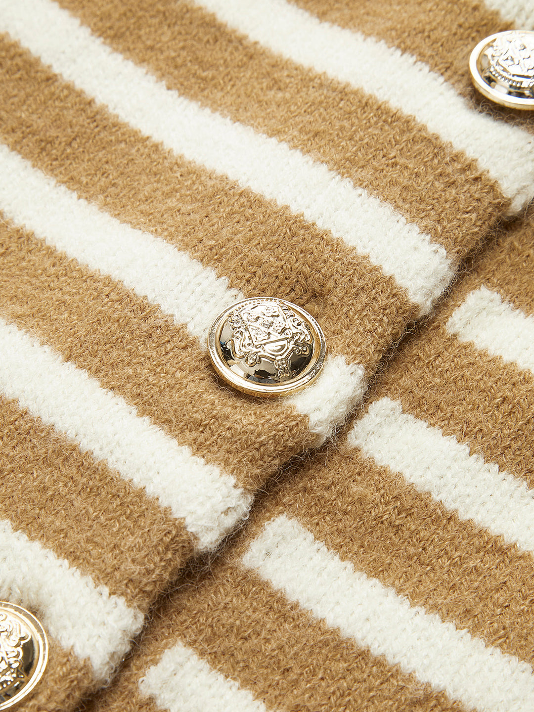 Yuvarlak Yaka Çizgili Hırka