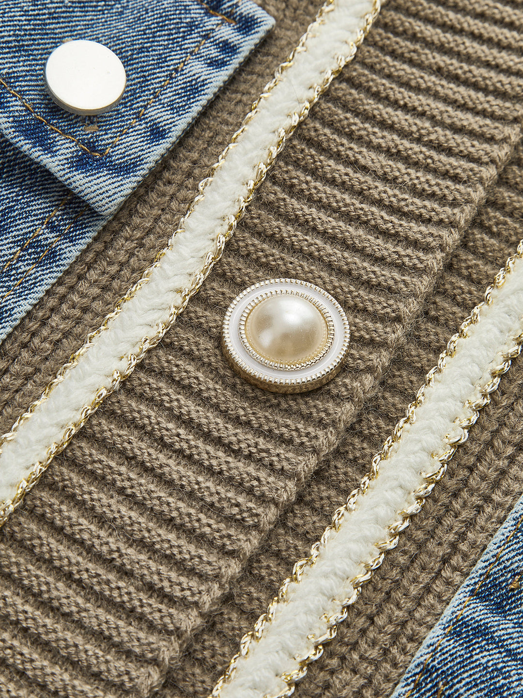 V Yaka Kapaklı Cepli Panel Örgü Dış Giyim