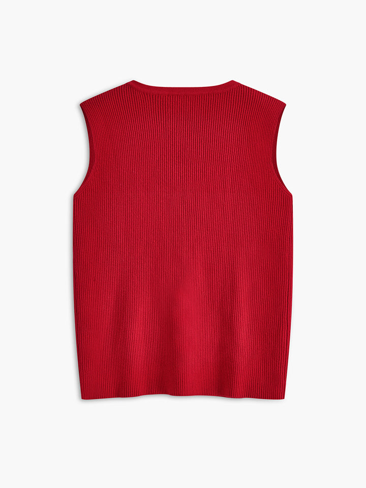 Kaburgalı Kravat Yaka Kazak Yelek