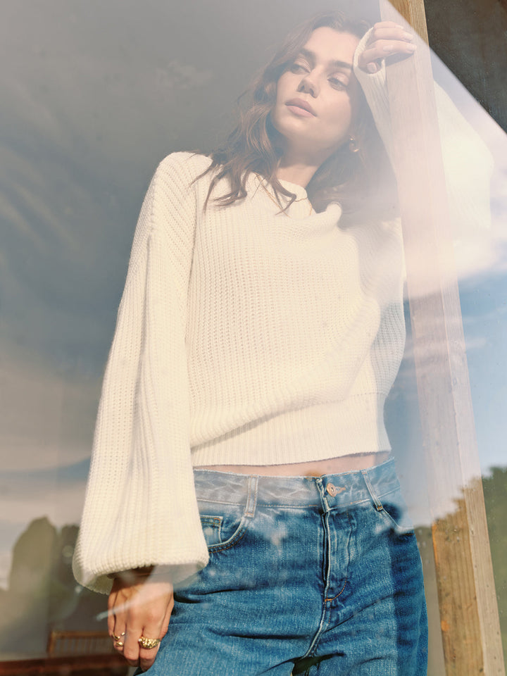 Asimetrik Soğuk Omuzlu Büyük Boy Kazak