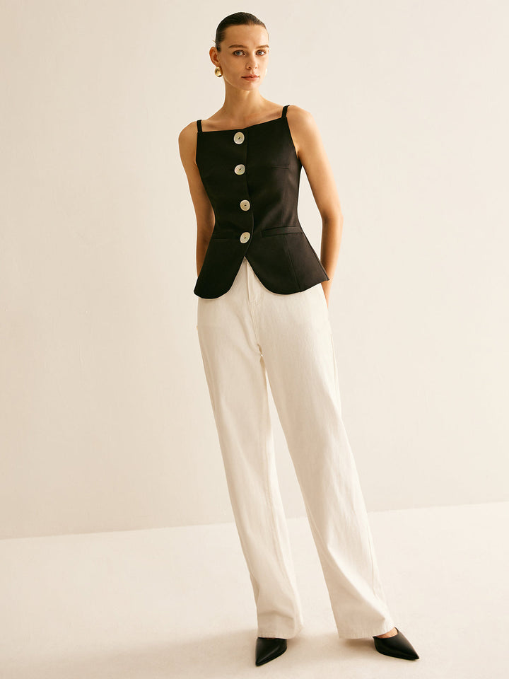 Düğmeli Bölünmüş Atlet Yelek