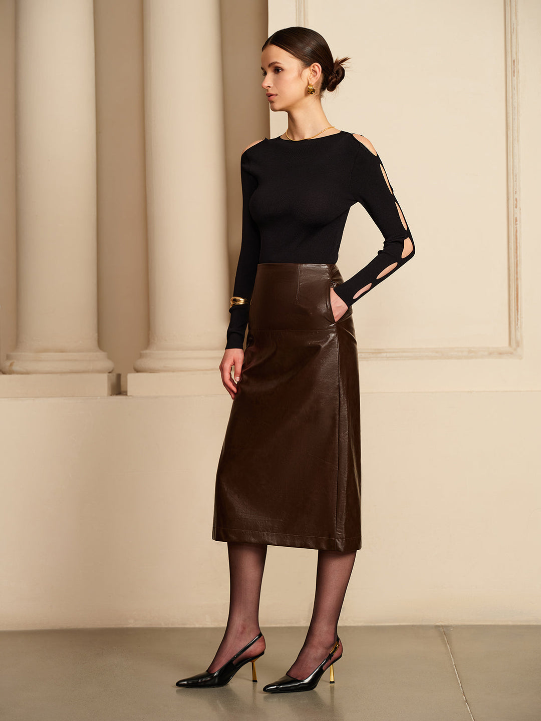 Düz Kesik Kollu Kazak