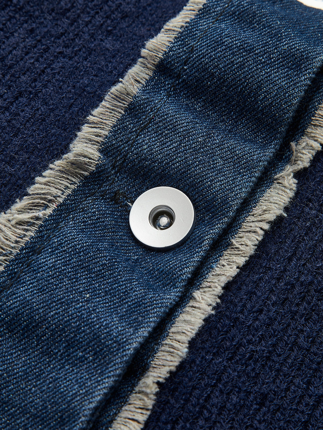 Panel Göğüslü Streç Yaka Örgü Üst