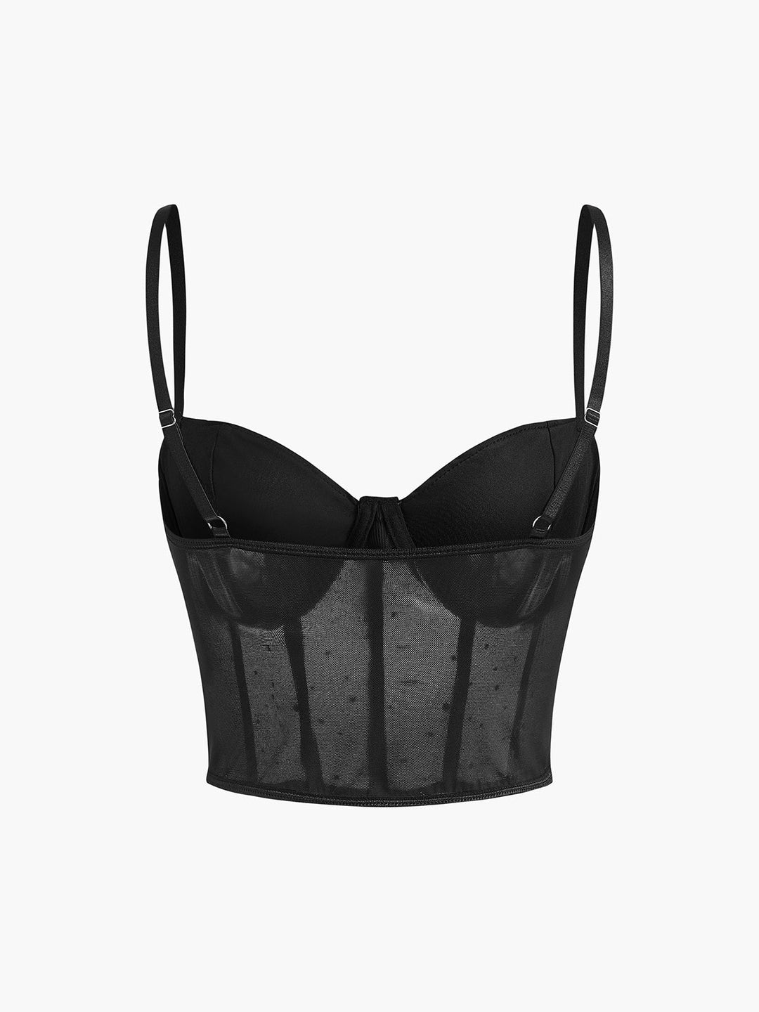 Yarı Şeffaf File Polka Dot Korse Üst