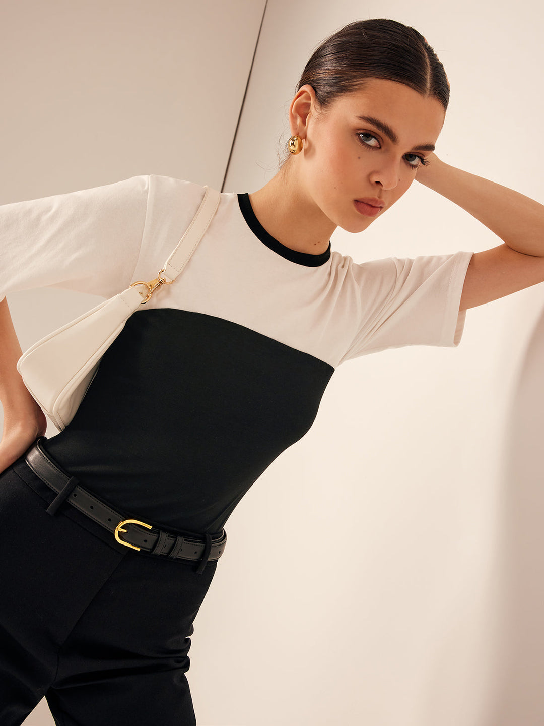 İki Ton Esnek Jersey Tişört