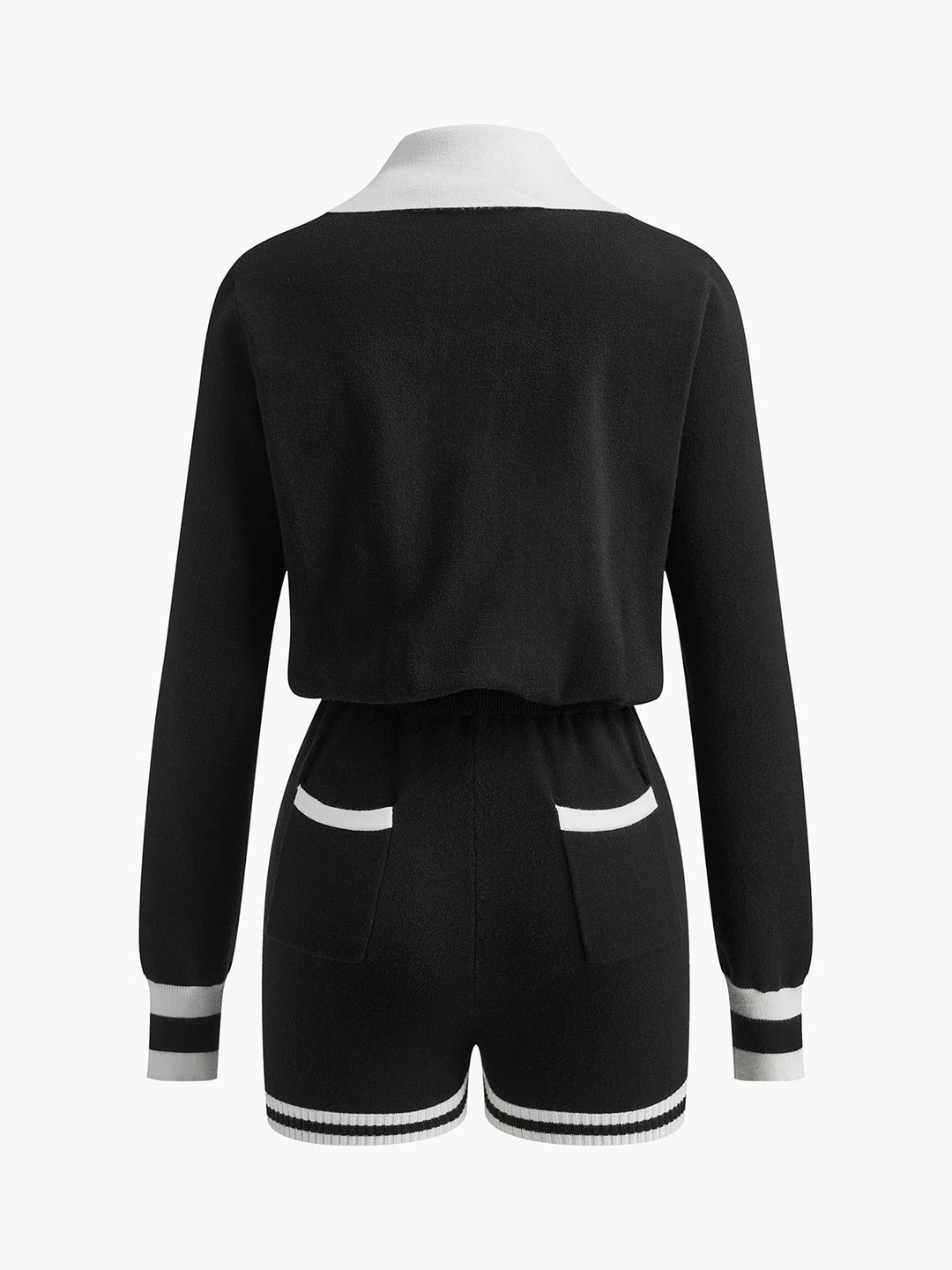 Kontrast Bağlamalı V Yaka Örgü Tulumlar