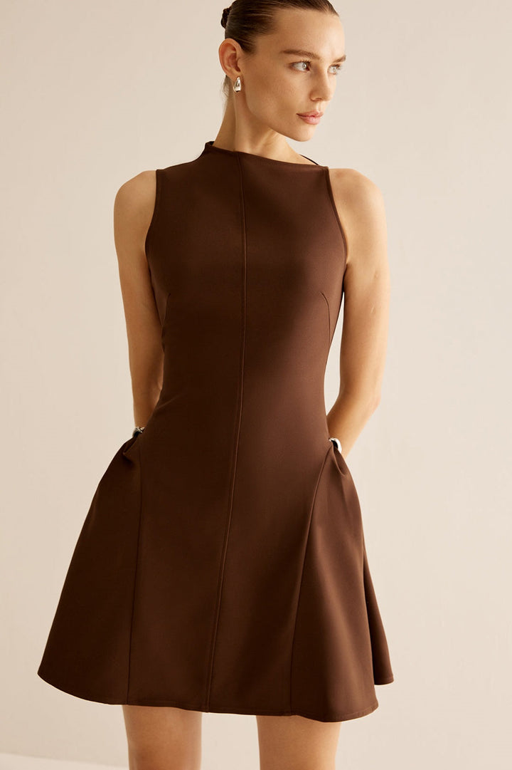 Samantha Asimetrik Kloş Mini Elbise