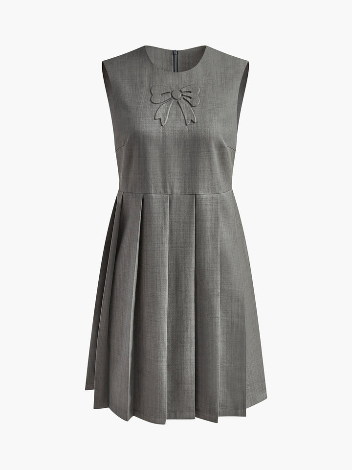 Yuvarlak Yaka Panelli Pileli Tank Elbise