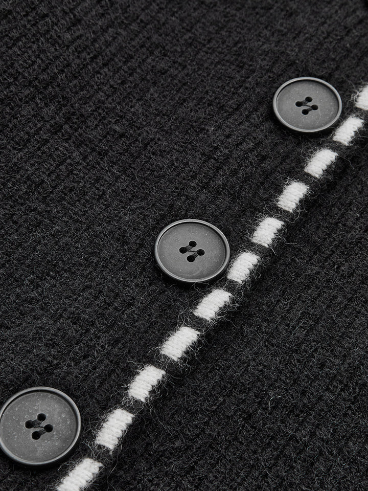 Kontrast Kesim Yakalı Hırka