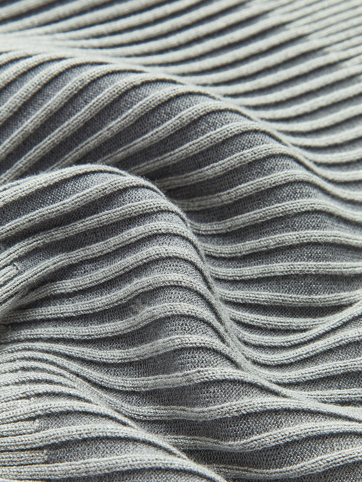 Renk Bloklu Yuvarlak Yaka Örgü Üst