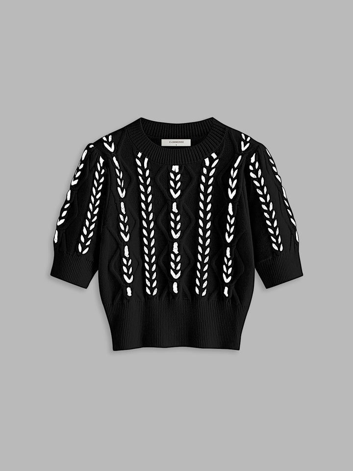 Kontrast Bağlamalı Kablo Örgü Üst